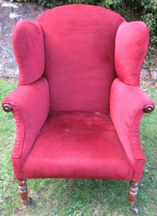 19th century mahogany wing armchairs