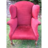 19th century mahogany wing armchairs