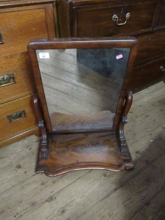 A mahogany framed toilet mirror, plate dimensions 22ins x 15ins
