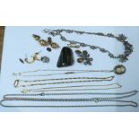 A collection of costume jewellery, to include necklaces, earrings, a bangle etc