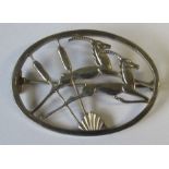 A George Tarratt silver brooch leaping gazelles