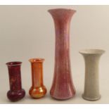 Four Ruskin pottery vases, all af, height 13.75ins and down