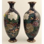 Pair of Japanese cloisonne Meiji period vases