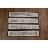 Four Antique Coloured Hunting Prints