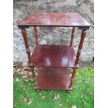 A mahogany three tiered what not, 20ins x 16ins, height 39ins
