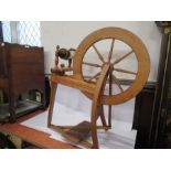 A spinning wheel and accessories