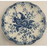 A Worcester cress dish decorated in under glaze blue with the Pine Cone pattern diam 7.5 ins