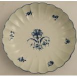 A Worcester saucer dish painted with the underglaze blue Gilliflower pattern