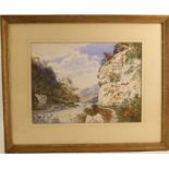 A E Ash, pair of watercolours, continental views, 10.5ins x 14ins