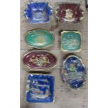 Three Crown Devon dishes, together with four Carlton Ware shaped dishes, all decorated in lustre