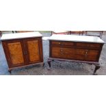 A Glaze & Son 20th century burr wood cabinet, fitted with two doors, raised on short cabriole