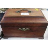 A 19th century mahogany sarcophagus shaped box, 9ins x 5ins, height 6ins, together with two gilt