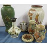 A group of Carlton Ware and Crown Devon vases, a jam pot and stand etc (7)