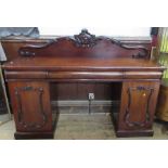 A Victorian mahogany twin pedestal sideboard, width 70ins