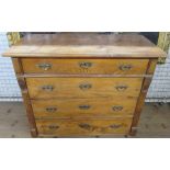 A pine chest, of four long drawers, 41ins x 21ins, height 36ins