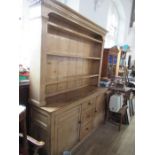 A large farmhouse dresser pine dresser, width 78ins, height 93ins
