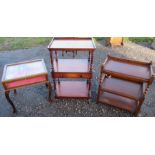 A Victorian mahogany three tier whatnot, fitted with a drawer to the middle shelf, together with a
