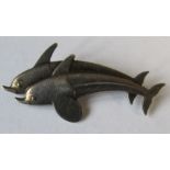 A Georg Jensen silver double dolphin brooch, numbered 317