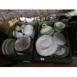 A 19th century English porcelain part dinner service, in green and white, together with other items