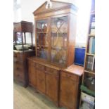 A reproduction display cabinet, having glazed upper section over cupboard base, width 60ins