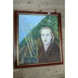 A 20th century oil on board, portrait of a woman, 23ins x 20ins