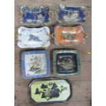 Four Carlton Ware shaped rectangular comports, together with two Carlton Ware square dishes and a