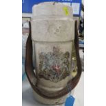 A leather artillery shell carrier, with Royal Crest, height 13ins