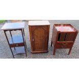 A 19th century mahogany tray top bedside cabinet, together with two other 19th century bedside