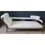 Edwardian Chaise Lounge. With carved and inlaid back panel. Turned legs with Castors. L. 182cm, H.