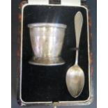 A George V Cased Silver Egg Cup with Spoon, Birmingham 1931, A. Wilcox, 44.3g