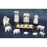 A Small Collection of Indian Carved Ivory, pre-1948 **UK SHIPPING ONLY**