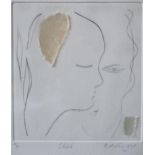 'Child', artist's proof pencil signed mixed media, image 15.5x14cm, framed & glazed