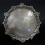 A George II Silver Pie Crust Salver engraved with The Marder Coat of Arms and Latin motto 'PER