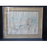 Raoul Dufy, horse racing print, 61x45cm, framed