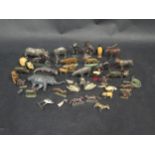 A Collection of Lead Zoo Animals etc. Including Elephant, Rhino, Penguin, Monkeys, Tiger etc.