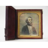 A Cased 19th Century Tinted Daguerreotype 7.5x6.5cm