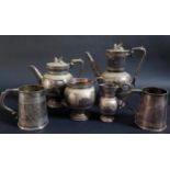 A Four Part Electroplated Silver Tea Set and pair of pint mugs **SOLD FOR EXMOUTH & LYMPSTONE