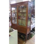 An Edwardian Mahogany and Boxwood Strung Glazed China Cabinet, 170(h)x103(w)x36(d)cm