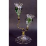 An Antique Glass Twin Branch Epergne, 29cm
