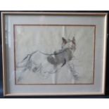 A Loosely Drawn Sketch of a Dog, mixed media on paper, unsigned, 40.5x29.5cm, framed & glazed