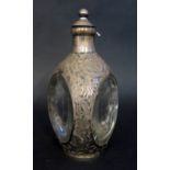A Chinese Silver Mounted Dimple Bottle, Silver & Glass A/F