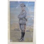 G.T. Rice, Full Length Portrait of Rommel, pastels, 47x27cm, framed & glazed