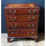 Antique Chest of Drawers. Five drawers. Top with pale wood inlaid Flowers. H. 72cm, W. 81cm, D.