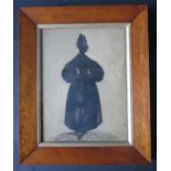 A 19th Century William Hubard Gallery Full Length Silhouette of a Lady, 25x18.5cm, birds eye maple