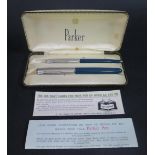 A Cased PARKER 51 Fountain Pen and Ballpoint Pen Set