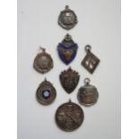 Eight Silver Shooting Fob Medallions including Summer League, Yorkshire Miniature Rifle Association,