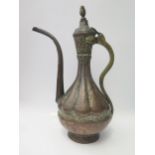 An Indo Persian Copper Ewer, 42cm tall