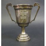 A George VI Silver Two Handled Presentation Cup engraved 'NEWS OF THE WORLD BRITISH GAMES 1947