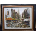 John Bampfield, Street Scene, oil on canvas, 91x70cm, framed. Triton gallery label verso