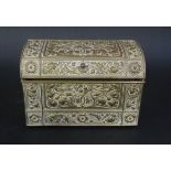 Art Nouveau Brass Letter Box. With Wood lined interior. 21.6cm long.